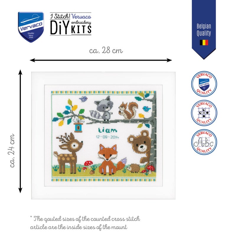 Vervaco Counted Cross Stitch Kit Forest Animals 11.2" x 9.6" - Image 2